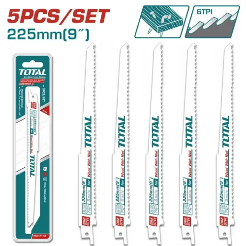 مجموعة شفرات منشار أركت لقطع الخشب توتال 225 ملم 5 قطع