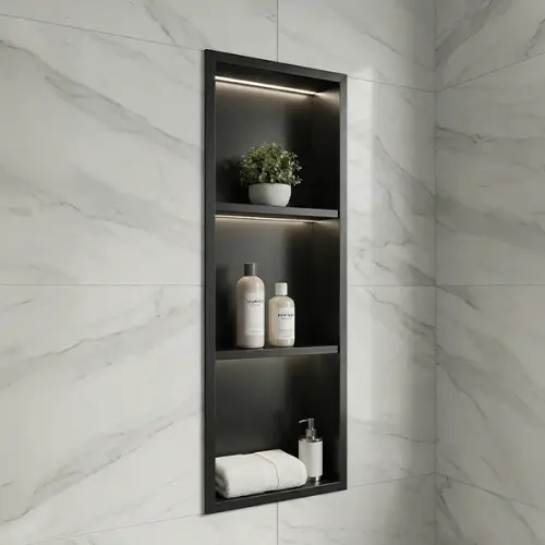 بوكس حمام مخفي مستطيل عامودي هوميك 30 × 90 سم أسود