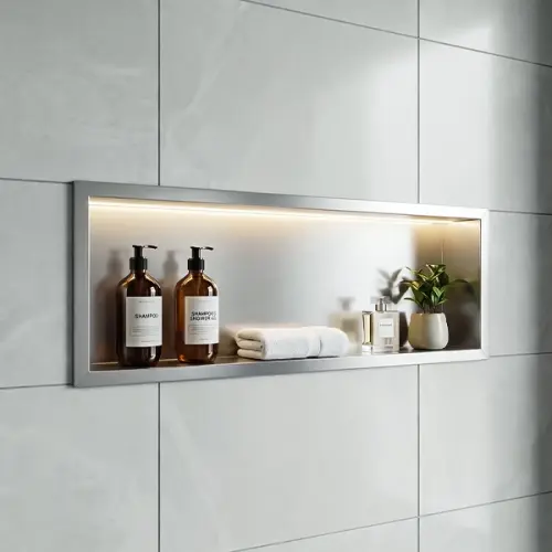 بوكس حمام مخفي مستطيل أفقي هوميك 30 × 90 سم فضي