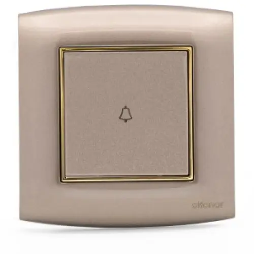 مفتاح أمنية  الفنار 10 أمبير جرس مفرد ذهبي مع اطار ذهبي