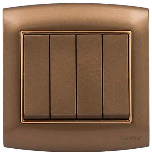 مفتاح رباعي حبة كاملة أمنية الفنار 10 أمبير نحاسي مع إطار ذهبي