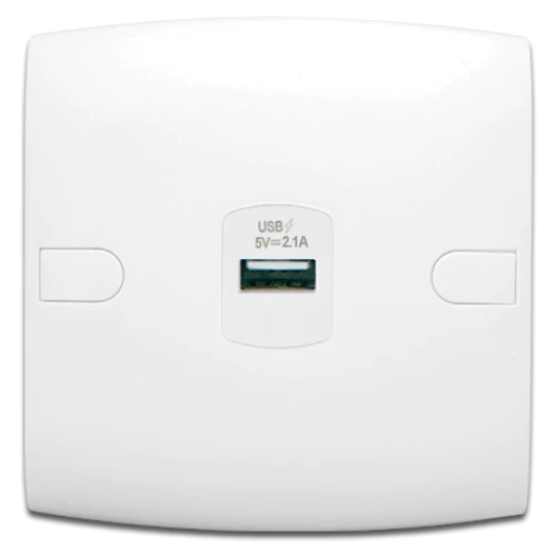 فيشة ألف يو اس بي 2.1 أمبير فردي الفنار 5 فولت ابيض