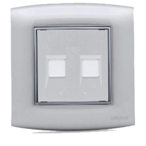 مخرج داتا أمنية كات 6 مزدوج الفنار فضي مع اطار كروم