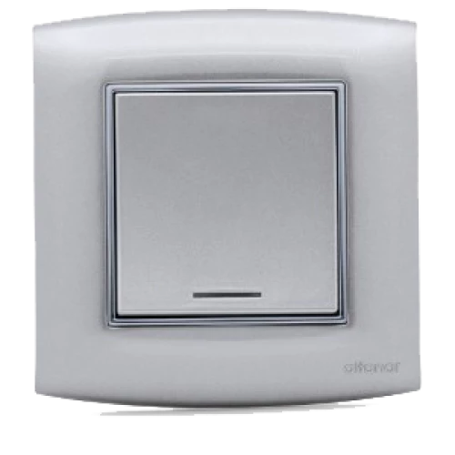 مفتاح أمنية 20 أمبير مفرد الفنار فضي مع إطار كروم مع لمبة ليد