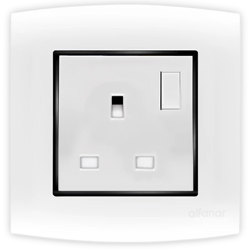 مخرج داتا أمنية كات 6 مزدوج الفنار أبيض مع إطار اسود