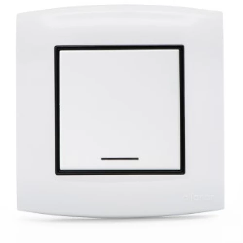 مفتاح أمنية 45 أمبير مفرد جي3 الفنارأبيض مع إطار أسود مع لمبة ليد