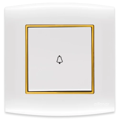 مفتاح أمنية  الفنار 10 أمبير جرس مفرد أبيض مع اطار ذهبي