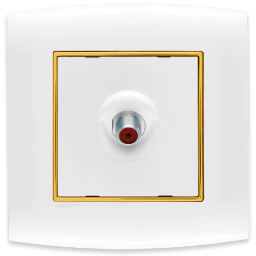 فيشة دش أمنية الفنار ابيض مع اطار ذهبي