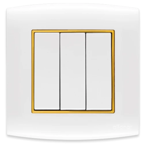 مفتاح أمنية 10 أمبير ثلاثي الفنار ابيض مع إطار ذهبي