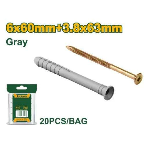 فيشر وخوابير تثبيت خرسانة ومباني بالطرق مقاس 6x60mm+3.8x63mm جاديفير