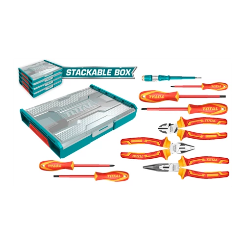 طقم ادوات ومفكات توتال عازل 9 قطع وشنطة يدوية