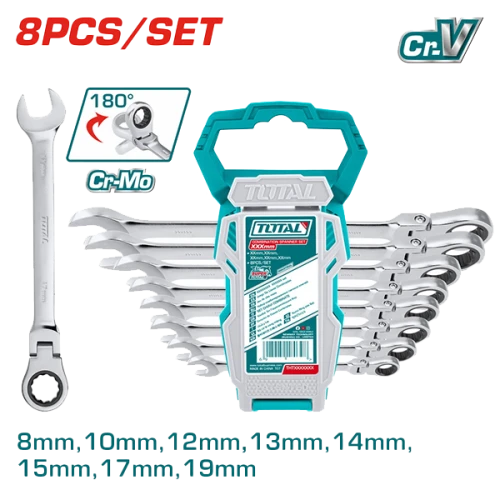 طقم مفتاح راتشيت رأس متحركة توتال 19-8 ملم