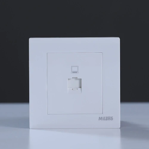 Milano 16A 1Gang Data Socket RJ-45 Cat-6 WH